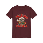 Kids Too Tired to Jingle Christmas shirt in Maroon