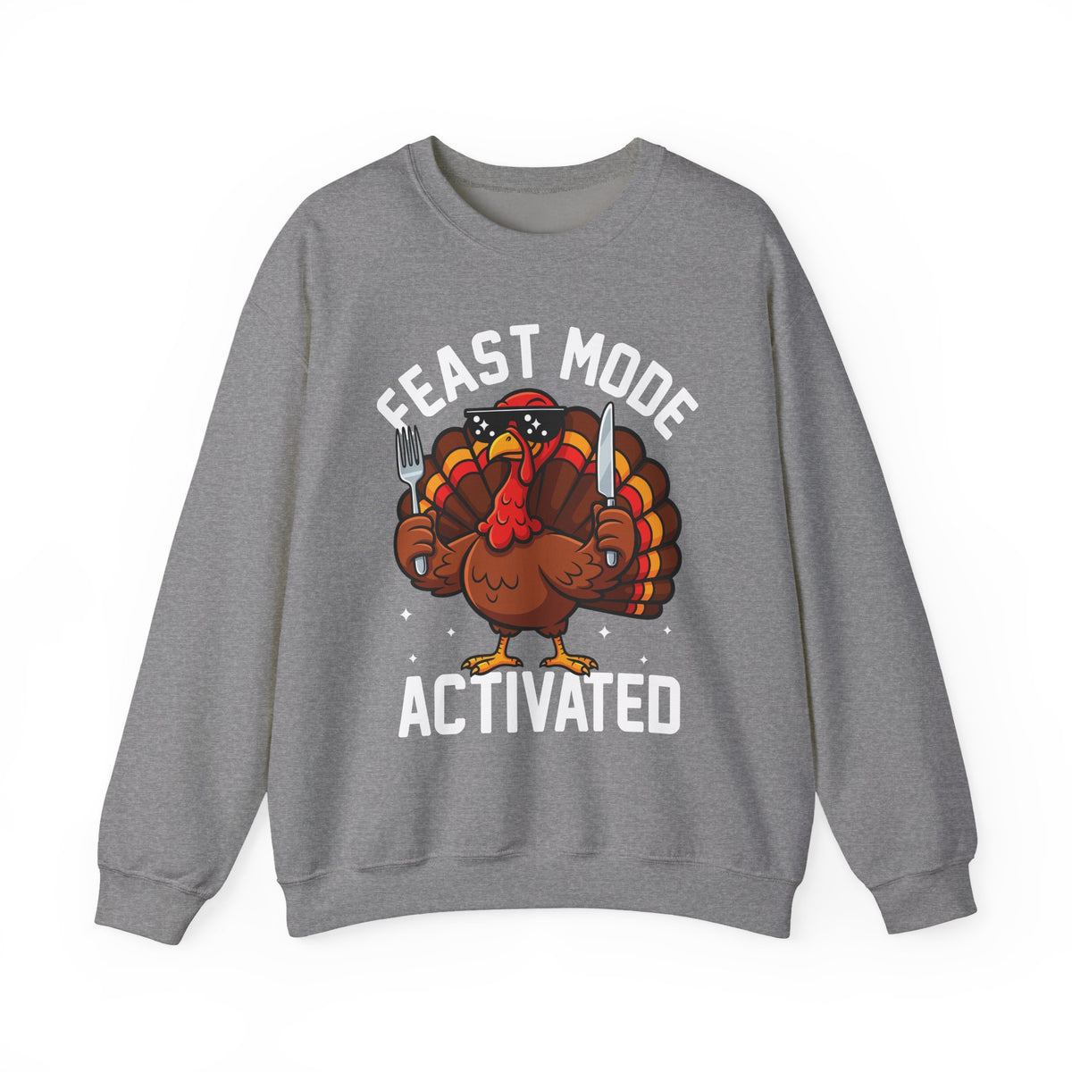 Women's Feast Mode Activated Thanksgiving sweatshirt in Graphite Heather