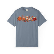 Thanksgiving nurse shirt for men with a turkey, pie, clipboard and mug design