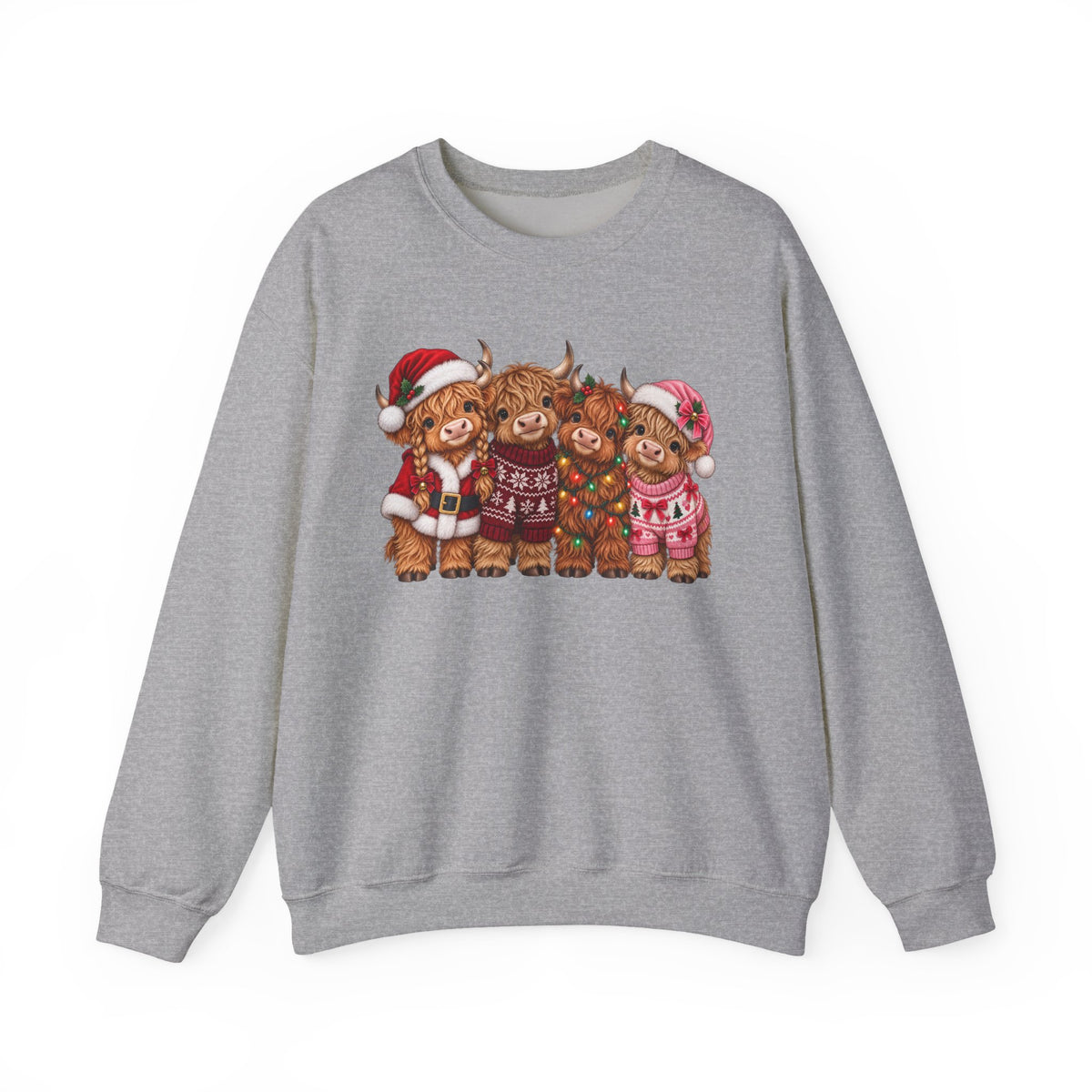 Women's Highland Cow Christmas sweatshirt in Sport Grey