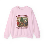 Women's Decking the Halls Christmas sweatshirt in Light Pink