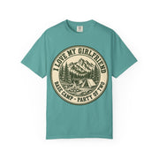 Seafoam I Love My Girlfriend shirt with vintage camping badge print, Comfort Colors tee