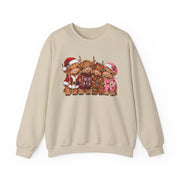 Women's Highland Cow Christmas sweatshirt in Sand