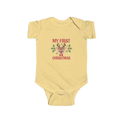 My First Christmas baby bodysuit in Butter