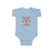 My First Christmas baby bodysuit in Light Blue
