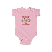 My First Christmas baby bodysuit in Pink