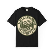 Black I Love My Girlfriend shirt with vintage camping badge print, Comfort Colors tee