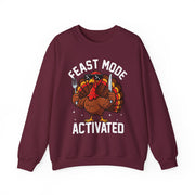 Women's Feast Mode Activated Thanksgiving sweatshirt in Maroon
