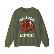 Women's Feast Mode Activated Thanksgiving sweatshirt in Military Green