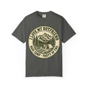 Pepper I Love My Boyfriend shirt with vintage camping badge print, Comfort Colors tee