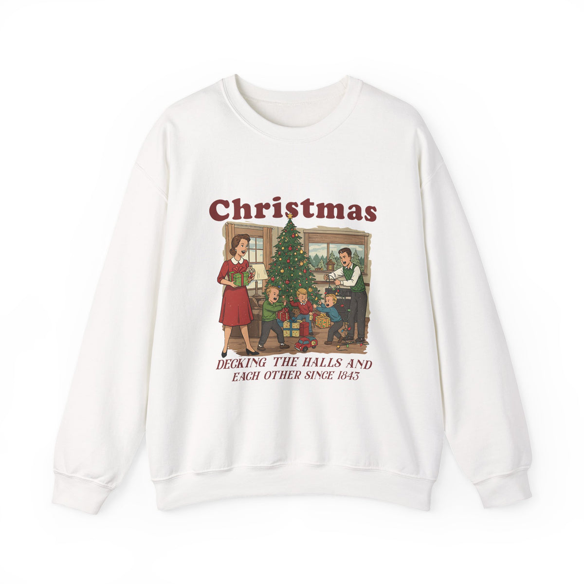 Women's Decking the Halls Christmas sweatshirt in White