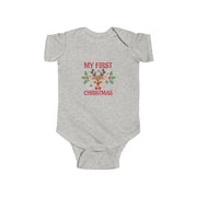 My First Christmas baby bodysuit in Ash