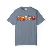 Thanksgiving nurse shirt for women with a turkey, pie, clipboard and mug design