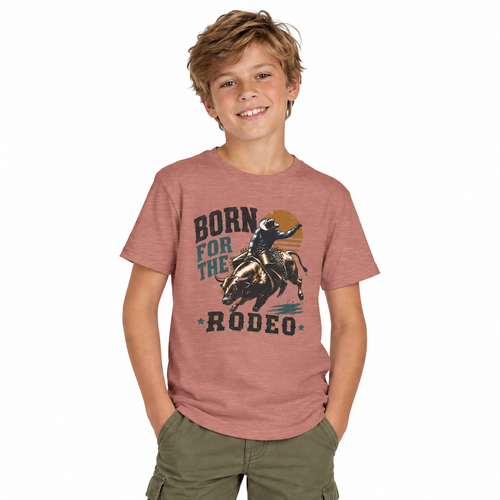 Kids Born for the Rodeo Shirt styled in a lifestyle photo
