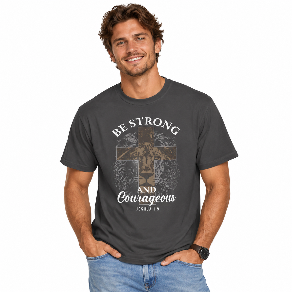 Men's Be Strong And Courageous Christian Shirt