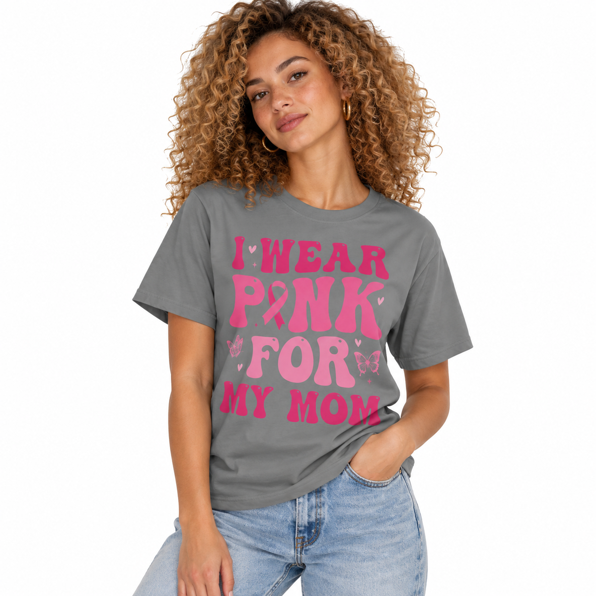 Women's I Wear Pink For My Mom Shirt