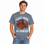 Feast Mode Activated design with a turkey in sunglasses holding a fork and knife