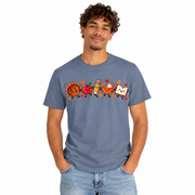 Man wearing the Thanksgiving teacher shirt