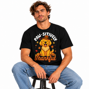 Paw-sitively Thankful dog design shown in a fall styling shot