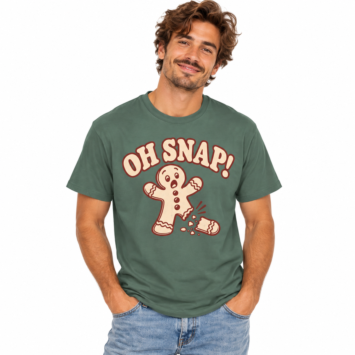 Oh Snap gingerbread Christmas shirt styled for the holidays