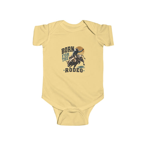 Born for the Rodeo vintage bull rider print on a Butter baby bodysuit