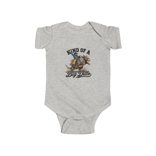 Kind of a Big Dillo vintage western armadillo print on an Ash baby bodysuit