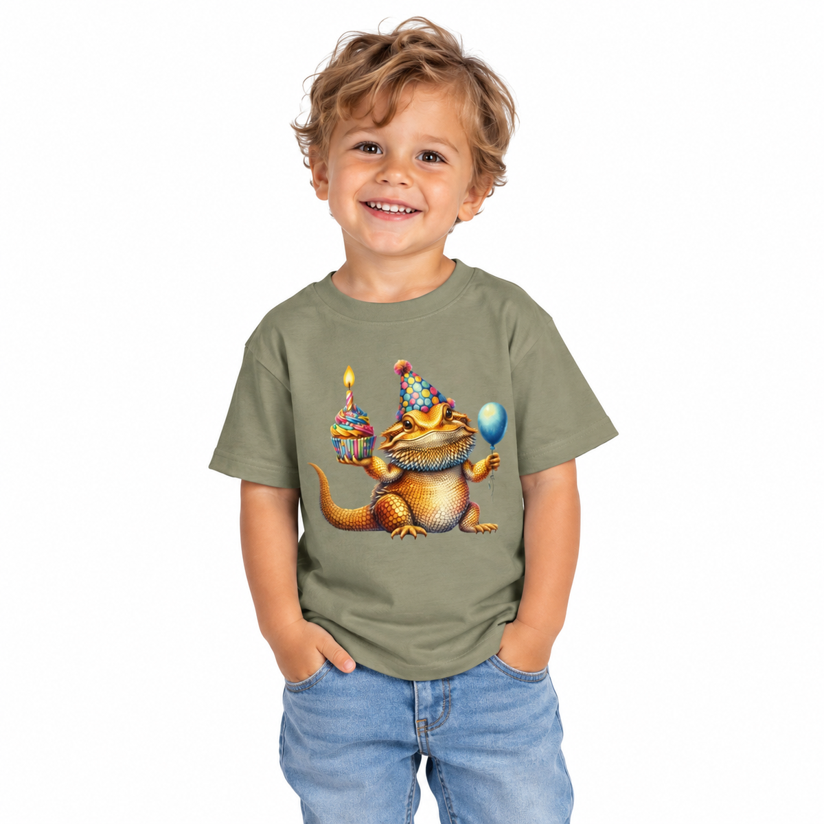 Birthday bearded dragon design on a toddler shirt