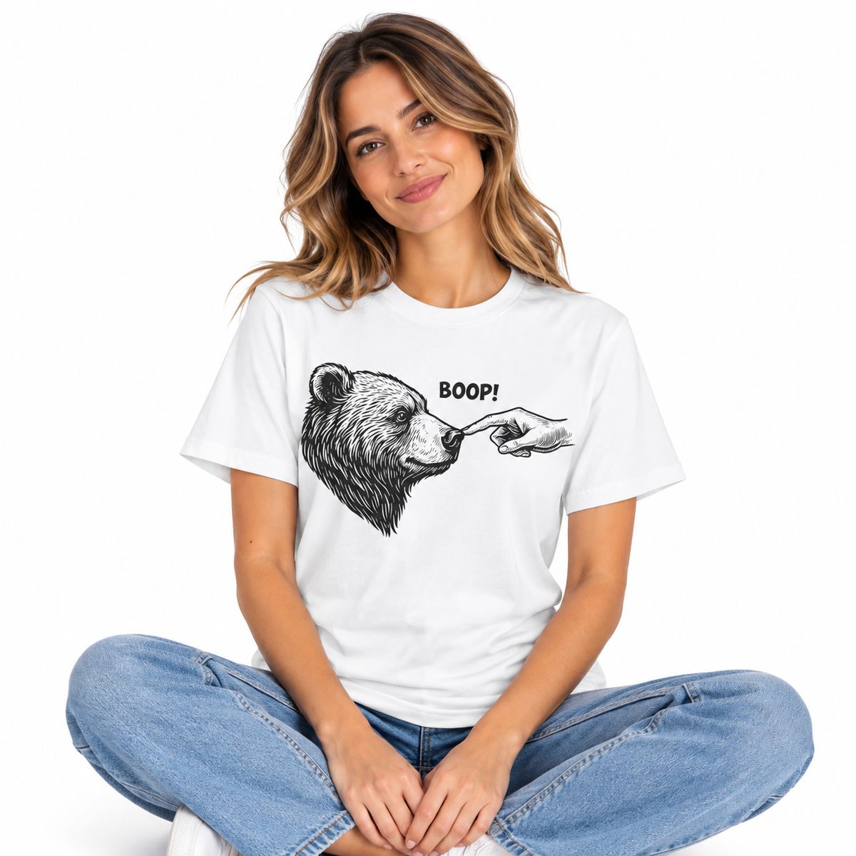 Boop Bear design on a women's Comfort Colors shirt