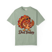 Dad Turkey matching Thanksgiving design on a men's shirt