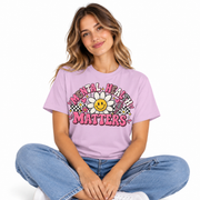 Retro daisy mental health awareness design on a Comfort Colors shirt