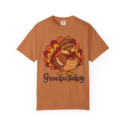 Grandpa Turkey matching Thanksgiving design on a men's shirt
