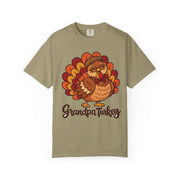 Grandpa Turkey matching Thanksgiving design on a men's shirt