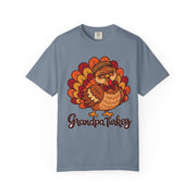 Grandpa Turkey matching Thanksgiving design on a men's shirt