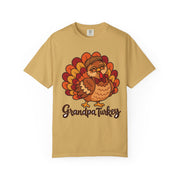 Grandpa Turkey matching Thanksgiving design on a men's shirt