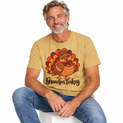 Man wearing the Grandpa Turkey matching Thanksgiving shirt