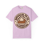 Homemade Pie Co. Thanksgiving design on an orchid women's shirt