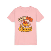 Candy Corn Queen design on a pink kids shirt