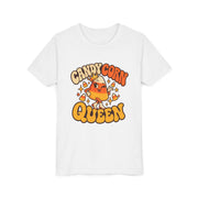 Candy Corn Queen design on a white kids shirt