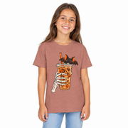 Skeleton Coffee Halloween shirt for kids, worn