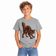Vintage Black Cat Halloween shirt for kids, worn