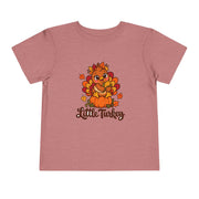 Little Turkey matching Thanksgiving design on a toddler shirt