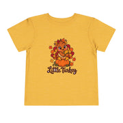 Little Turkey matching Thanksgiving design on a toddler shirt