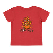 Little Turkey matching Thanksgiving design on a toddler shirt