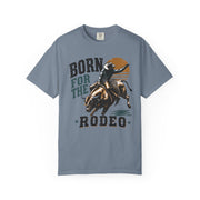 Born for the Rodeo vintage bull rider print on a Blue Jean men's shirt