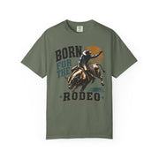 Born for the Rodeo vintage bull rider print on a Moss men's shirt