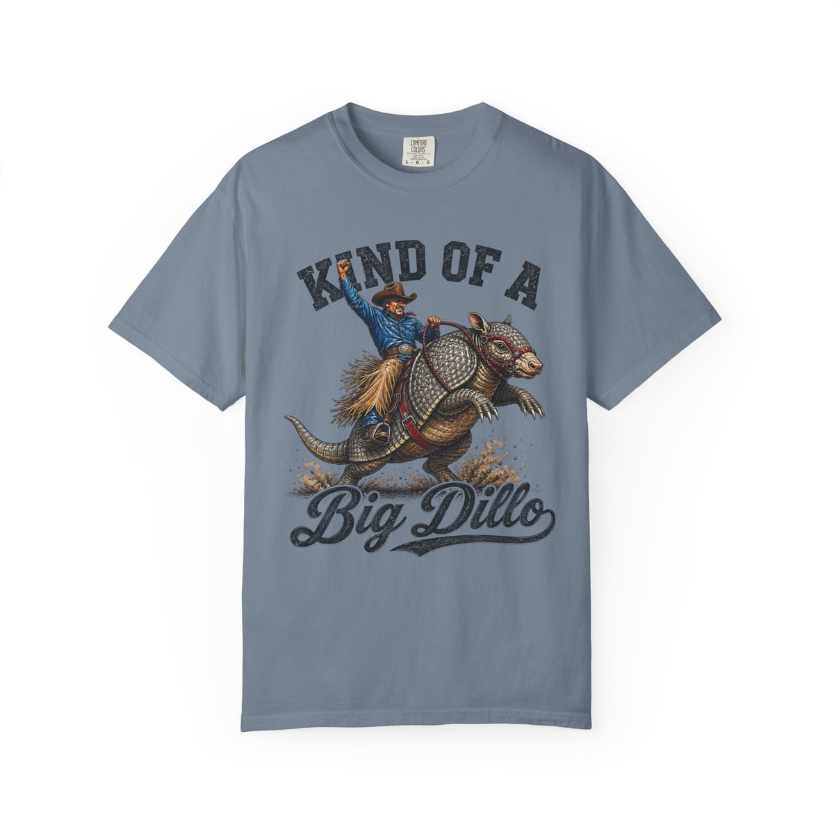 Kind of a Big Dillo vintage western armadillo print on a Blue Jean men's shirt