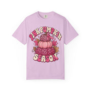 Pink Pumpkin Season breast cancer awareness design on an orchid women's shirt