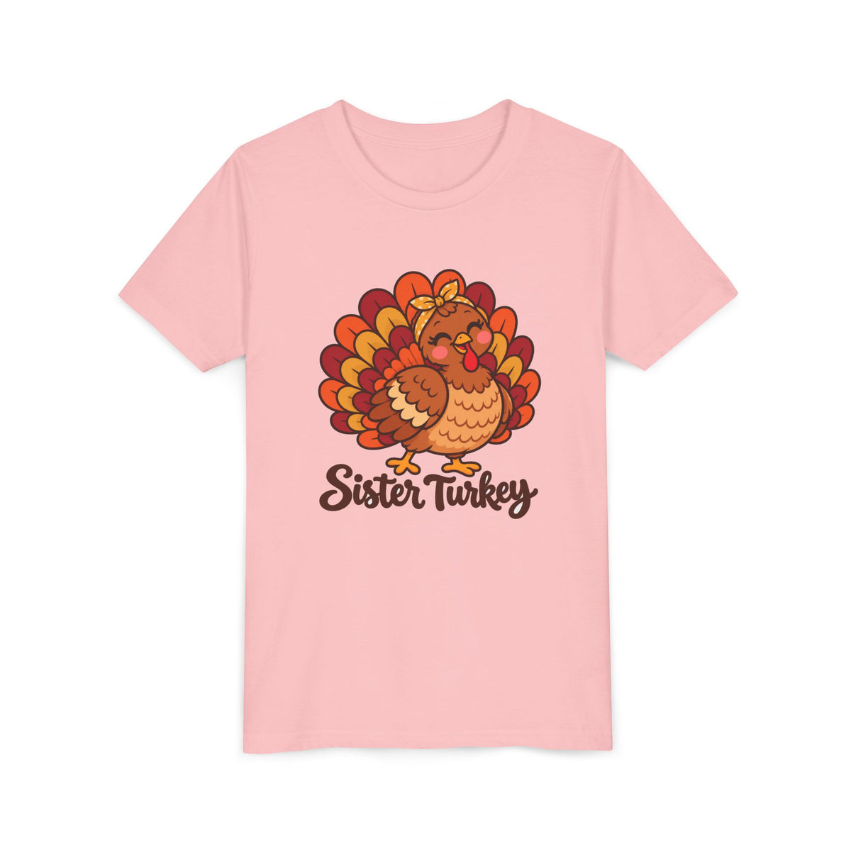 Sister Turkey matching Thanksgiving design on a kids shirt