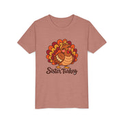Sister Turkey matching Thanksgiving design on a kids shirt