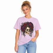 Skull Rose Crown Halloween shirt for women, worn